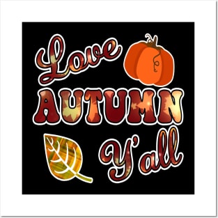 Love Autumn Y'All, Retro Rustic Fall Harvest Thanksgiving Posters and Art